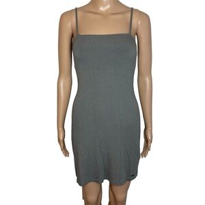 Hollister Solid Gray Square Neck Sleeveless Cami Pullover Bodycon Mini Dress